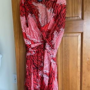 Worth Red/Black Sheer dress with red silk dress underneath. Never been worn.